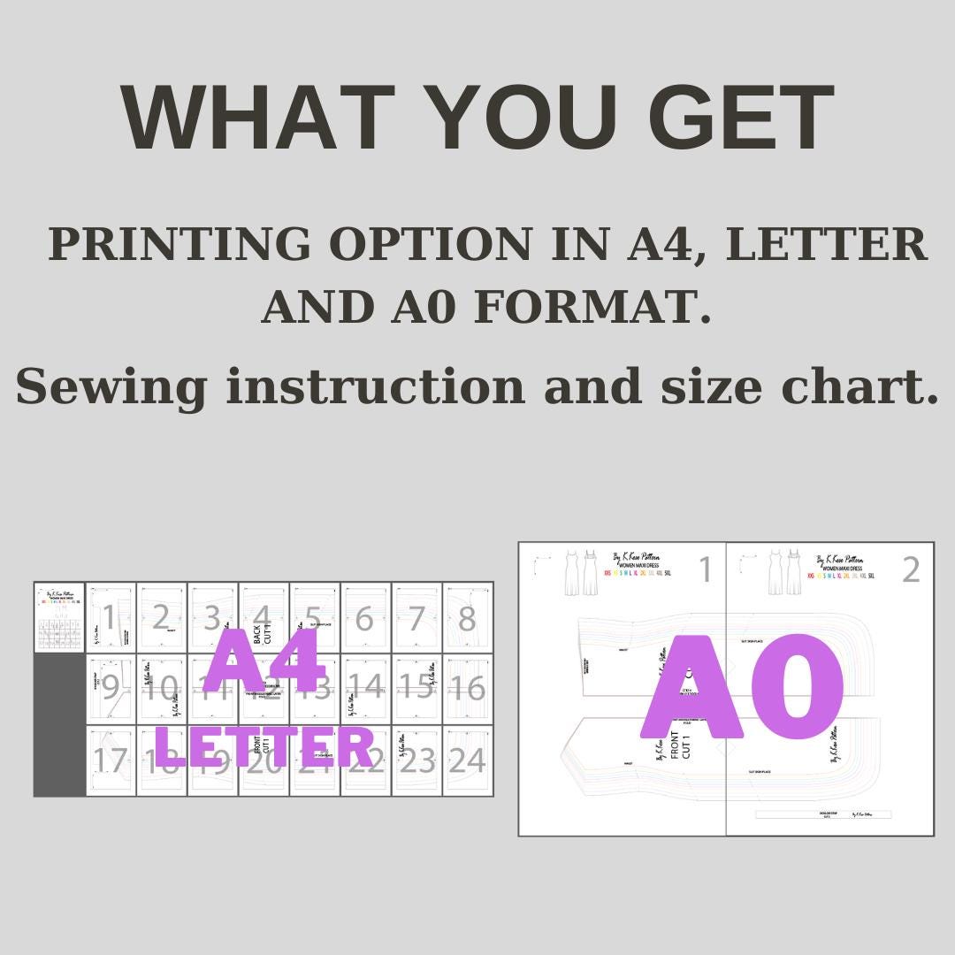 Women’s Maxi Dress Sewing Pattern Digital PDF Sizes XXS–5XL Beginner Friendly DIY Long Dress Printable Sewing File A4 Letter A0