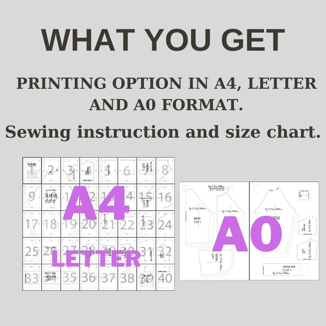Men’s Raglan Zipper Hoodie Sewing Pattern Digital PDF Sizes S–4XL Intermediate Friendly DIY Clothing Printable Sewing File A4 Letter A0