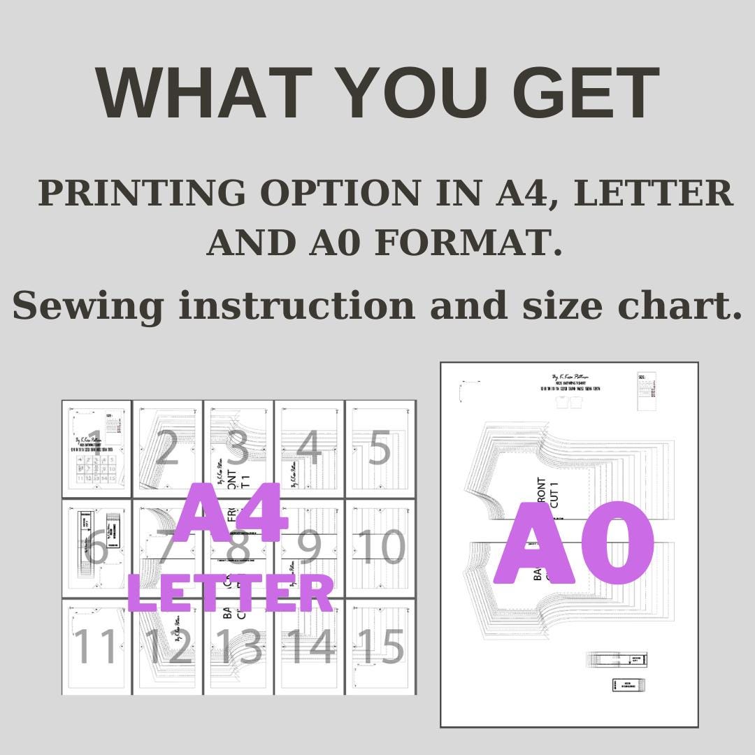 Kids Batwing T-Shirt Sewing Pattern PDF, Drop Shoulder Style for Ages 1 to 16 Years, Easy DIY Children Clothing, Printable A4 Letter and A0
