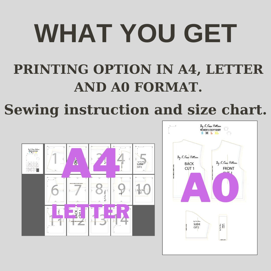 Mini Skirt & Crop Top Sewing Pattern PDF | Women's Beginner Printable | Sizes S–XL | K.Kose Pattern