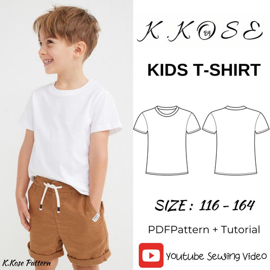Kids’ T-Shirt Sewing Pattern  Digital PDF Sizes 5–14 Years  Beginner Friendly DIY Children’s Clothing  Printable Sewing File A4 Letter A0