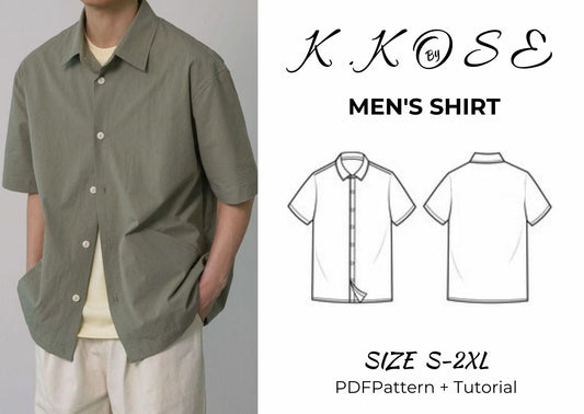 Men's Bowling Shirt Sewing Pattern PDF | Sizes S–XXL | Intermediate | Printable A4 Letter A0