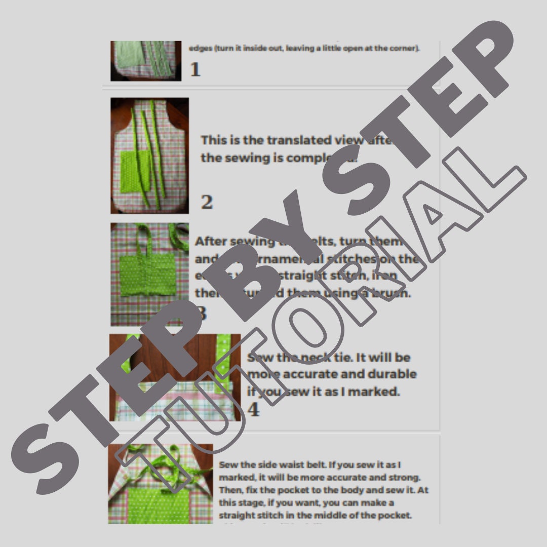 Classic Apron Sewing Pattern PDF | Pockets & Ties Beginner Printable | Standard Adult Size | A4-Letter-A0