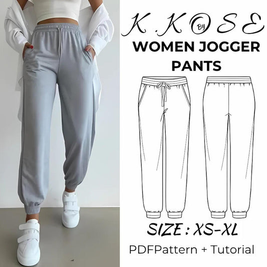 Women's Jogger Pants Sewing Pattern: XS-XL (PDF Pattern)