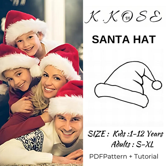 Santa Hat Sewing Pattern: Kids & Adults Sizes, Beginner Friendly (PDF Download A4/Letter/A0)
