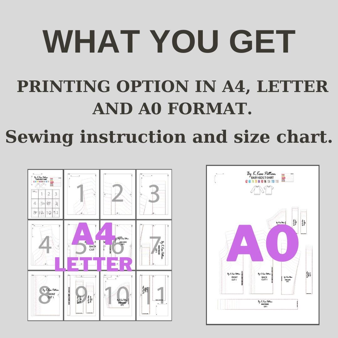 Baby & Kids T-Shirt Sewing Pattern  Digital PDF Sizes 0–6 Years  Beginner Friendly DIY Children’s Clothing  Printable Sewing File A4 Letter A0