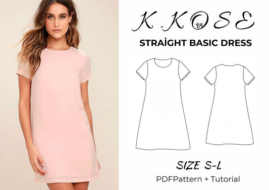 Straight Basic Dress Sewing Pattern  Digital PDF Sizes S–L  Beginner Friendly DIY Dress  Printable Sewing File A4 Letter A0