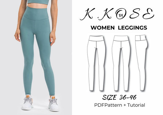 Women’s Leggings Sewing Pattern  Digital PDF Sizes 36–46  Beginner Friendly DIY Yoga Pants  Printable Sewing File A4 Letter A0