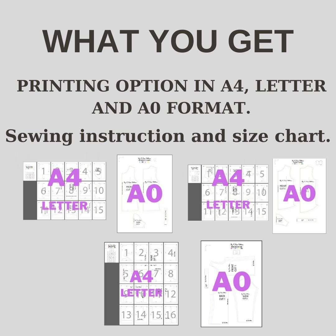 Women's T-Shirt Set Sewing Pattern PDF, 3-in-1 Bundle for Sizes XS to 2XL, Easy DIY Women's Clothing, Printable A4 Letter and A0