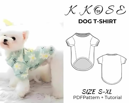 Dog and Cat T-Shirt Sewing Pattern PDF, Sizes S to XL for Small and Medium Pets, Easy DIY Pet Clothing, Printable A4 Letter and A0