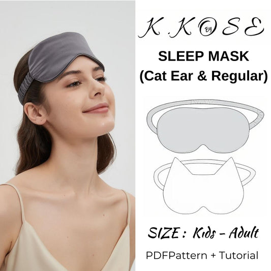 Sleep Mask Sewing Pattern PDF | Cat Ear & Regular | Kids & Adults | Beginner Friendly | Printable A4 Letter A0
