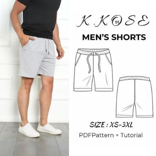 Men's Basic Linen Shorts Sewing Pattern PDF, Sizes XS to 3XL with Pockets, Easy DIY Summer Shorts, Printable A4 Letter and A0