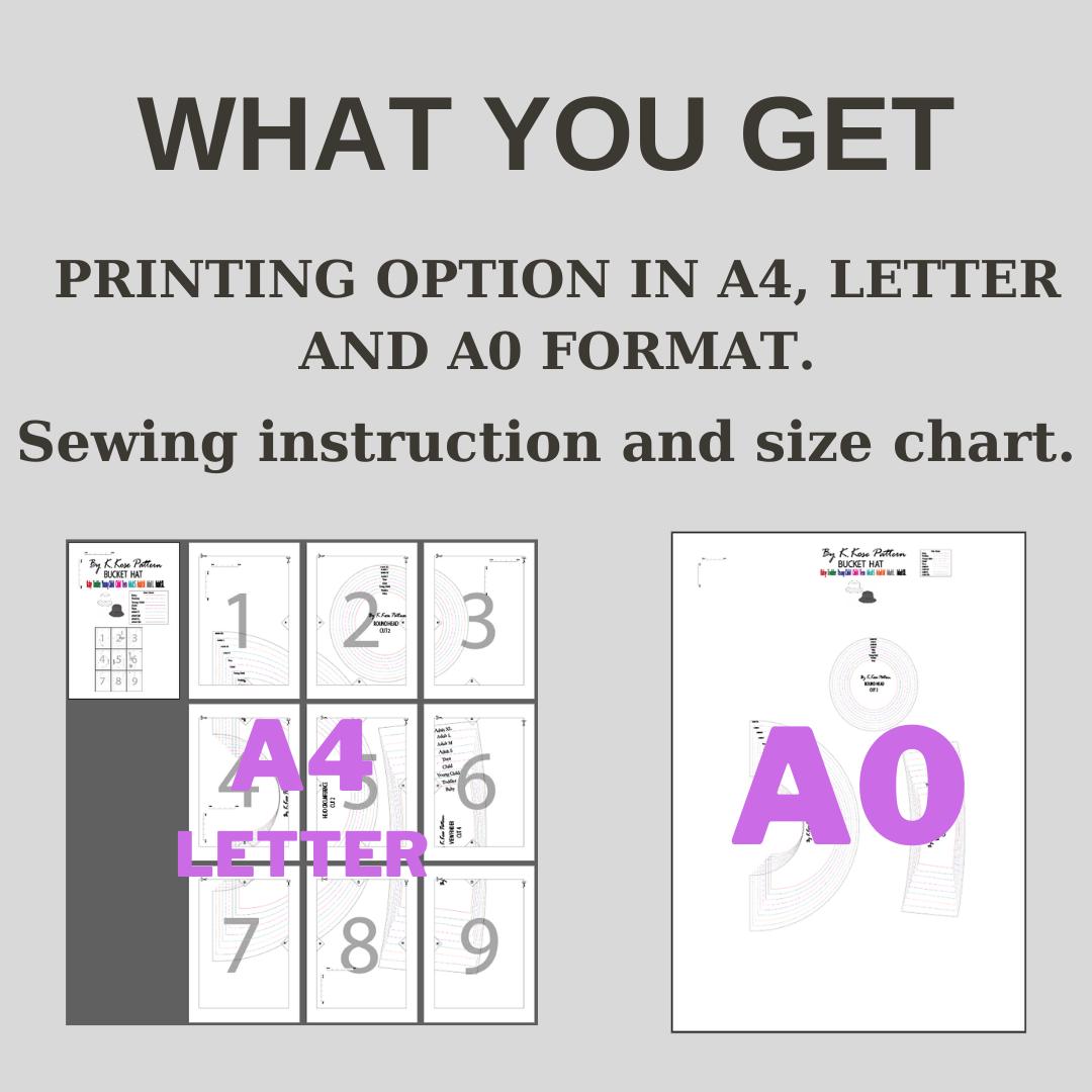 Baby to Adult Bucket Hat Sewing Pattern  Digital PDF Sizes Baby–Adult XL  Beginner Friendly DIY Hat  Printable Sewing File A4 Letter A0