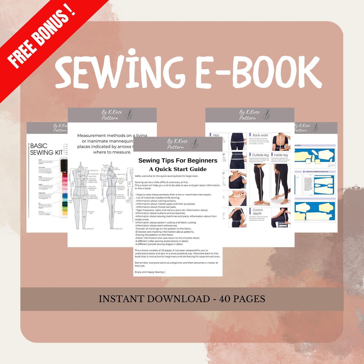 Sewing Bundle Beginner friendly +10 pcs  Lifetime access sewing book  A4-Letter-A0 women's and men's casual wide variety of
