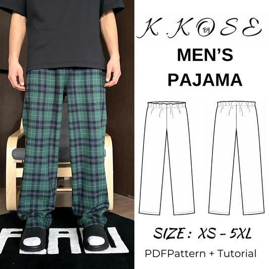 Men’s Pajama Sewing Pattern  Digital PDF Sizes XS–5XL  Beginner Friendly DIY Loungewear  Printable Sewing File A4 Letter A0