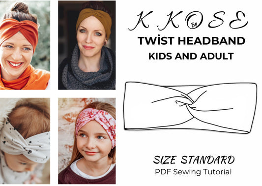 Twisted Headband Sewing Tutorial PDF, Easy DIY Hair Accessory for Kids and Adults, Illustrated Step by Step Instructions, Printable A4 Letter and A0