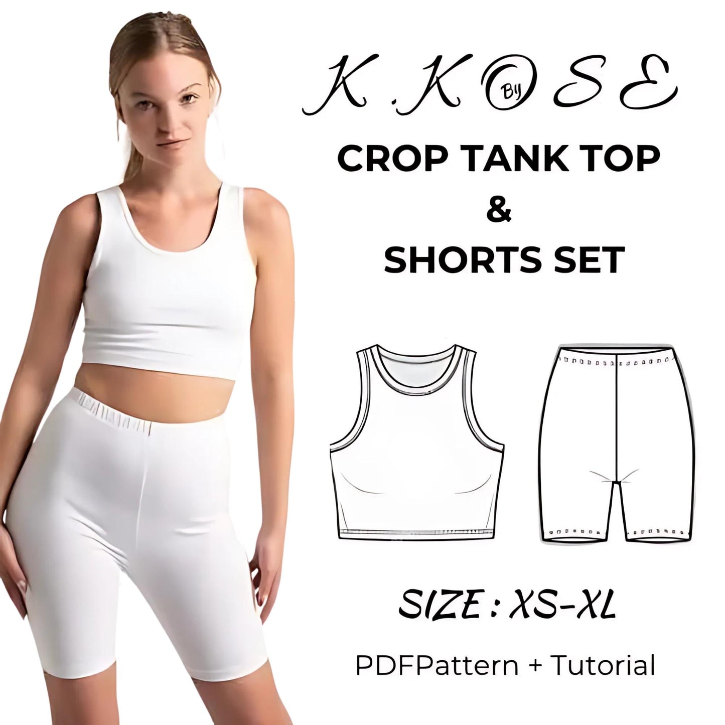 Women’s Crop Tank Top & Shorts Set Sewing Pattern  Digital PDF XS–XL  Beginner Friendly DIY Sportswear & Sleepwear  Printable Sewing File A4 Letter A0