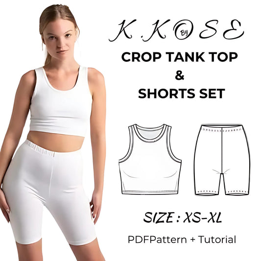 Women’s Crop Tank Top & Shorts Set Sewing Pattern  Digital PDF XS–XL  Beginner Friendly DIY Sportswear & Sleepwear  Printable Sewing File A4 Letter A0