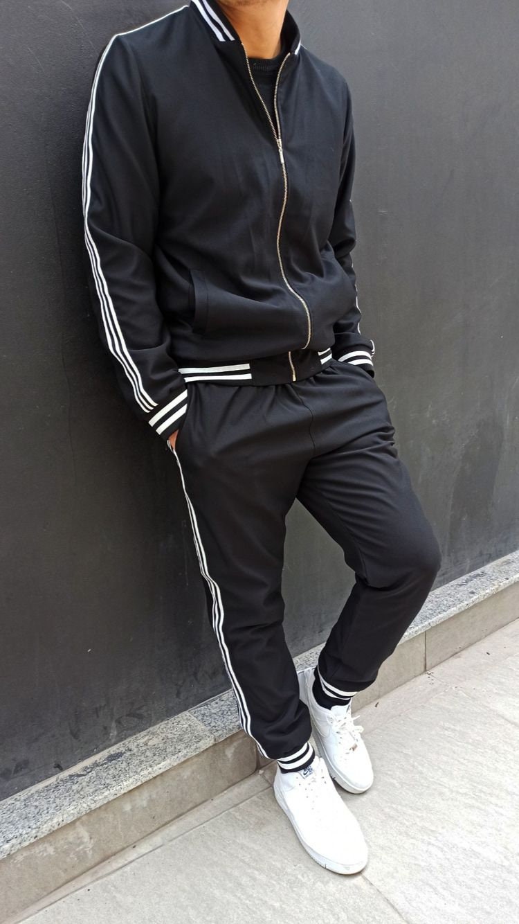 Men's Zippered Jacket and Sweatpants Tracksuit Set Sewing Pattern PDF, Sizes XS to 3XL, DIY Athletic Outfit, Printable A4 Letter and A0