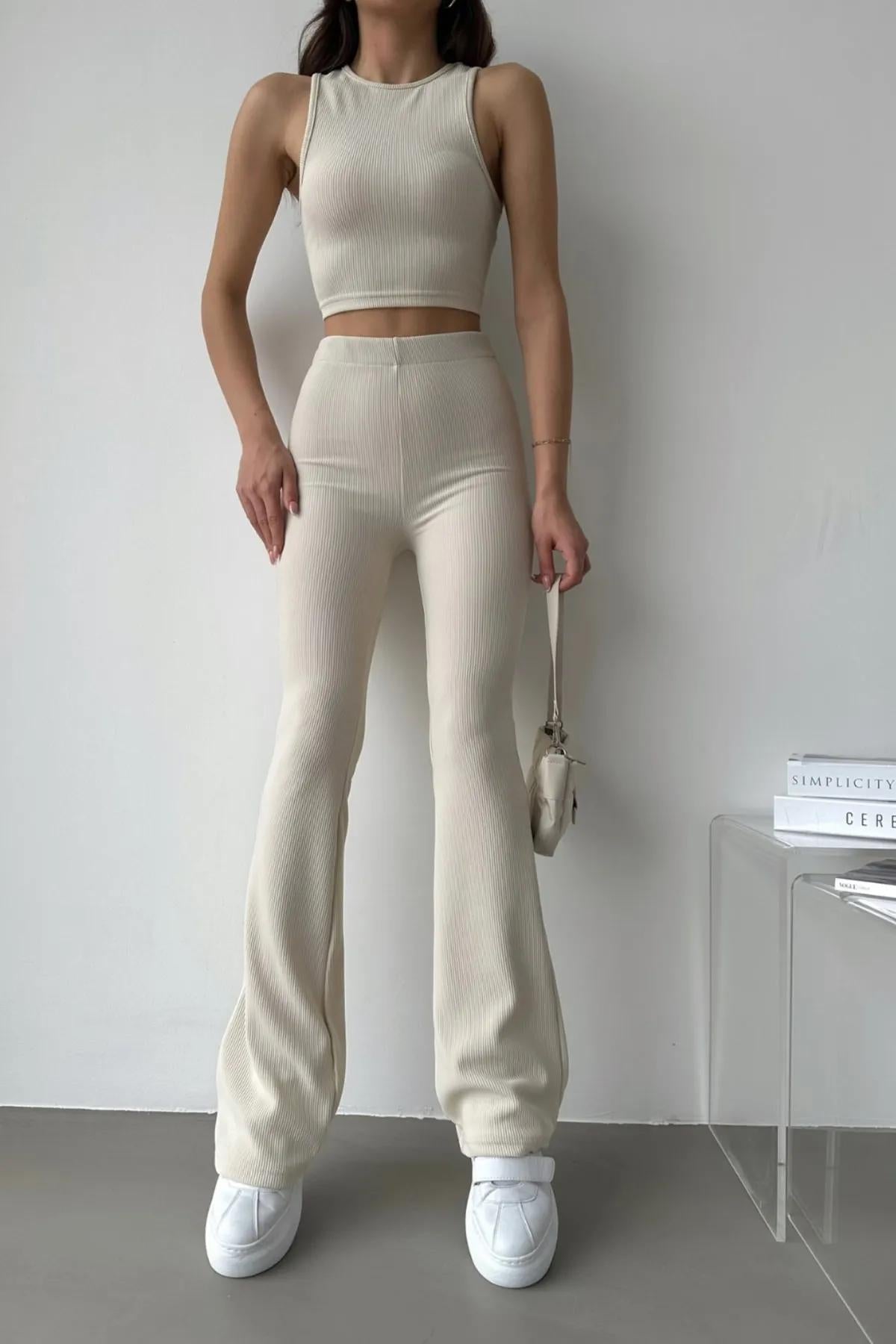 Women's Crop Tank Top & Flare Pants Sewing Pattern (PDF)