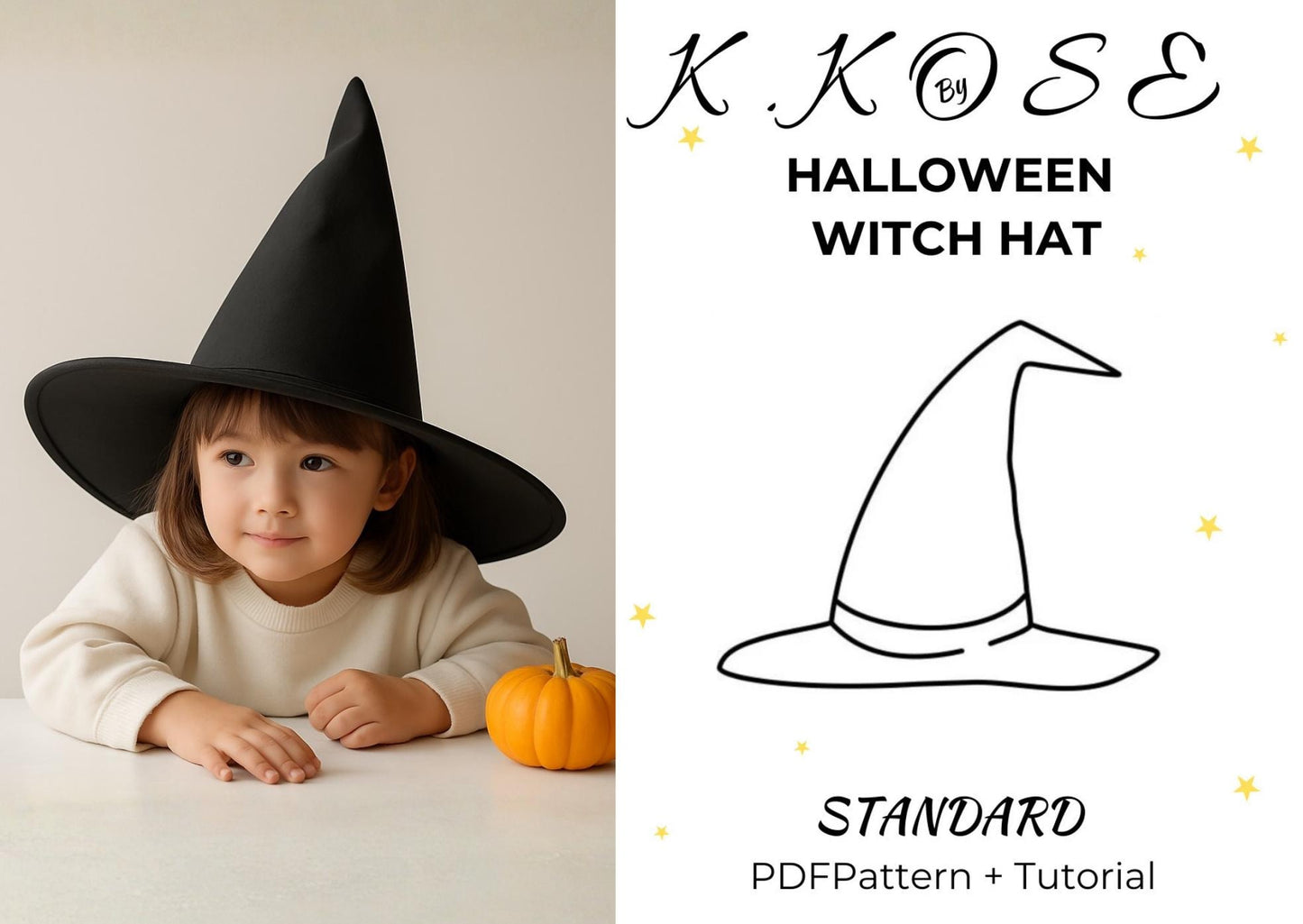 Halloween Witch Hat Sewing Pattern: Standard Size, Beginner Friendly DIY Costume (PDF Pattern)