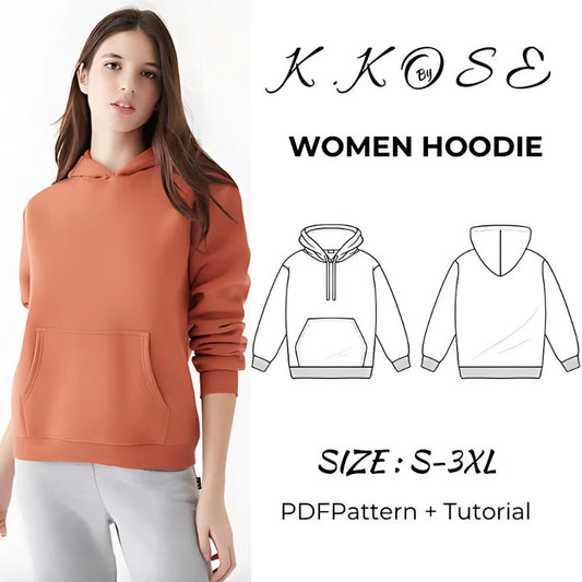 Women’s Hooded Sweatshirt Sewing Pattern  Digital PDF S–3XL  Beginner Friendly DIY Hoodie  Printable Sewing File A4 Letter A0