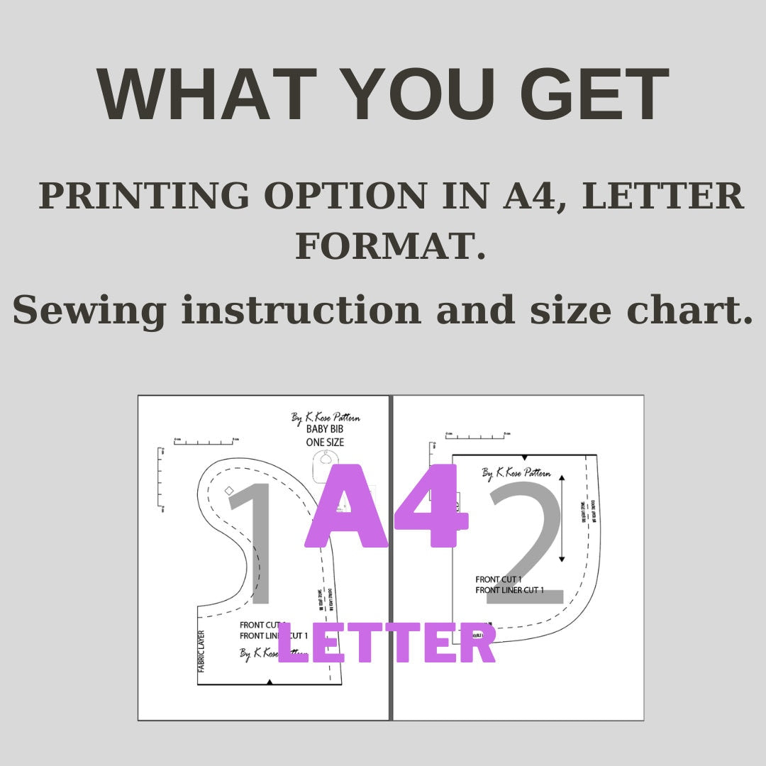 Baby Bib Sewing Pattern  Digital PDF One Size (0–3 Years)  Beginner Friendly DIY Baby Gift  Printable Sewing File A4 Letter