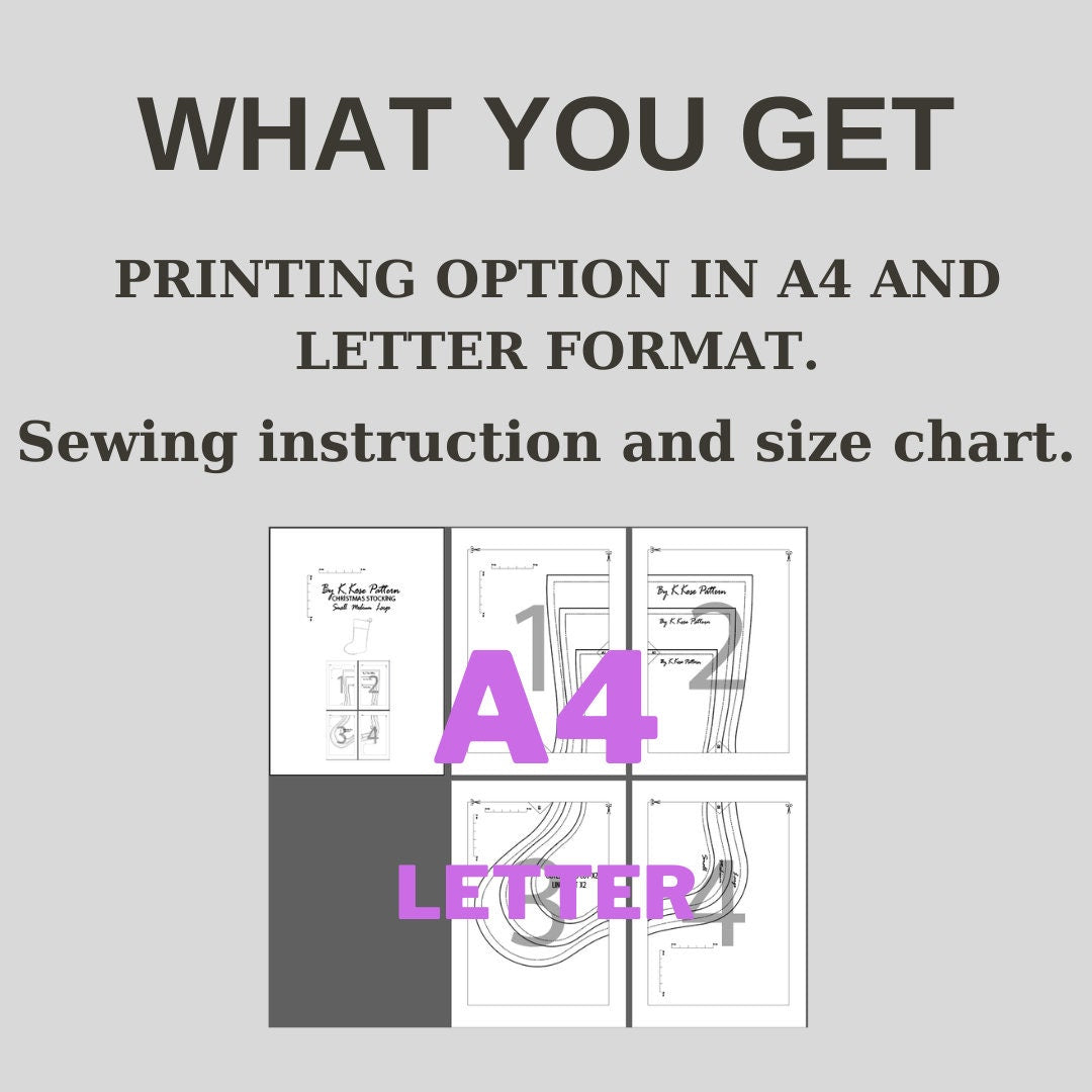 Christmas Stocking Sewing Pattern  Digital PDF Sizes Small–Large  Beginner Friendly DIY Holiday Decoration  Printable Sewing File A4 Letter