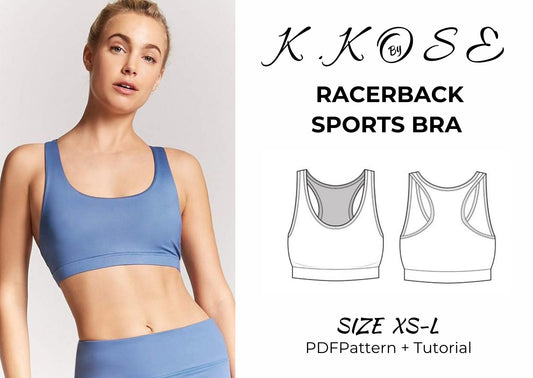 Women’s Racerback Sports Bra Sewing Pattern  Digital PDF XS–L  Beginner Friendly DIY Activewear  Printable Sewing File A4 Letter A0