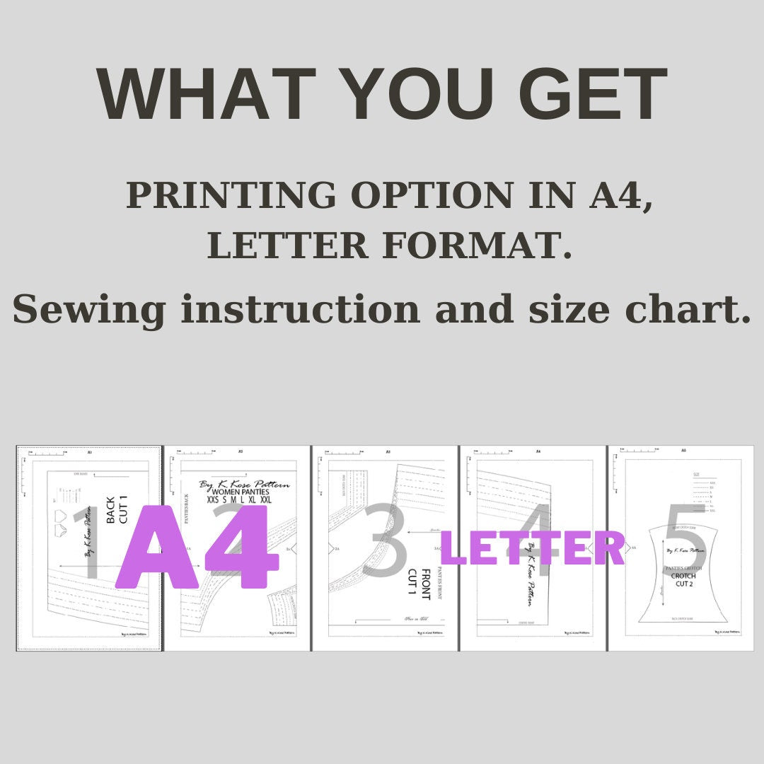 Women’s Panties Sewing Pattern  Digital PDF Sizes XXS–XXL  Beginner Friendly DIY Lingerie  Printable Sewing File A4 Letter