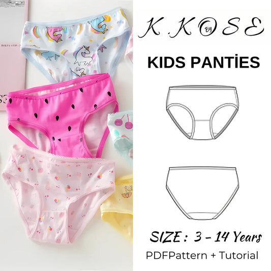 Kıds Panties sewing pattern/Children panties Boxer sewing/Panties for kıds/Unisex panties/Underpants pattern template/undies/Sıze:3-14 Years