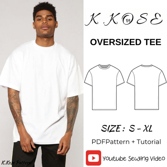 Oversized T-Shirt Sewing Pattern PDF | Unisex Sizes S–XL | Men & Women | Beginner Friendly | Printable A4 Letter A0