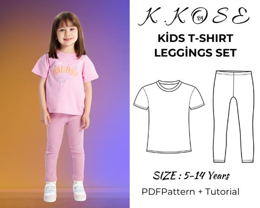 Kids’ T-Shirt & Leggings Sewing Pattern  Digital PDF Sizes 1Y–14Y  Beginner Friendly DIY Children’s Clothing  Printable Sewing File A4 Letter A0