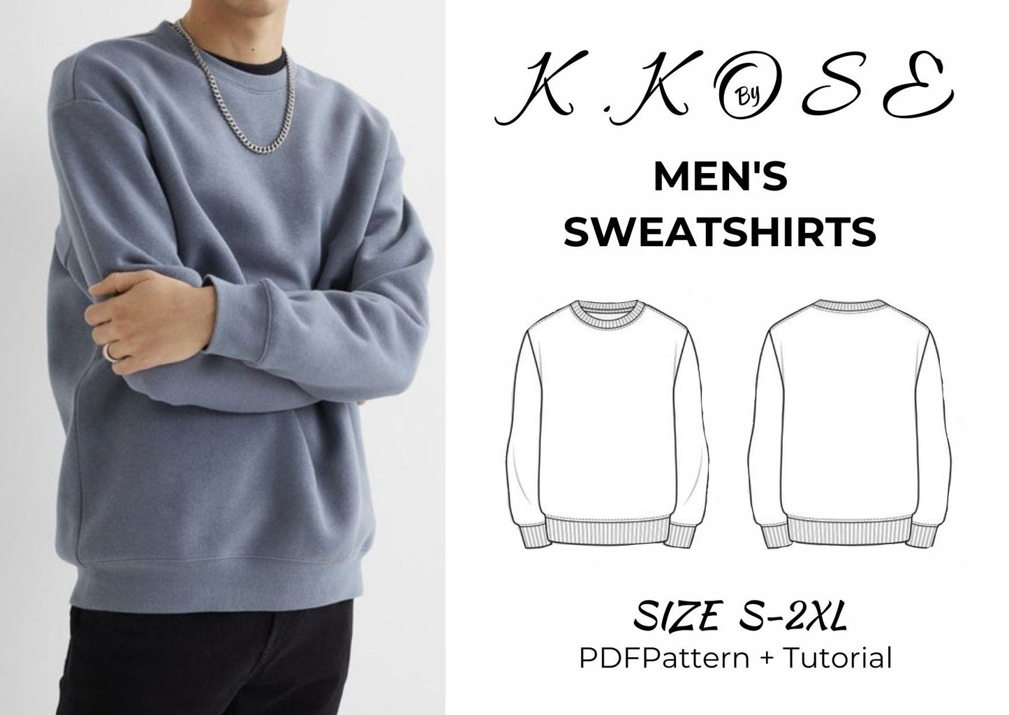 Men’s Sweatshirt Sewing Pattern  Digital PDF Sizes S–XXL  Unisex Fit DIY Clothing  Printable Sewing File A4 Letter A0