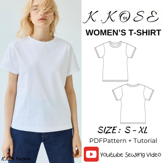 Women’s T-Shirt Sewing Pattern  Digital PDF Sizes S–XL  Beginner Friendly DIY Casual Top  Printable Sewing File A4 Letter A0