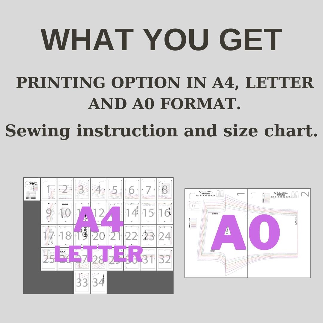 Men’s Pajama Sewing Pattern  Digital PDF Sizes XS–5XL  Beginner Friendly DIY Loungewear  Printable Sewing File A4 Letter A0