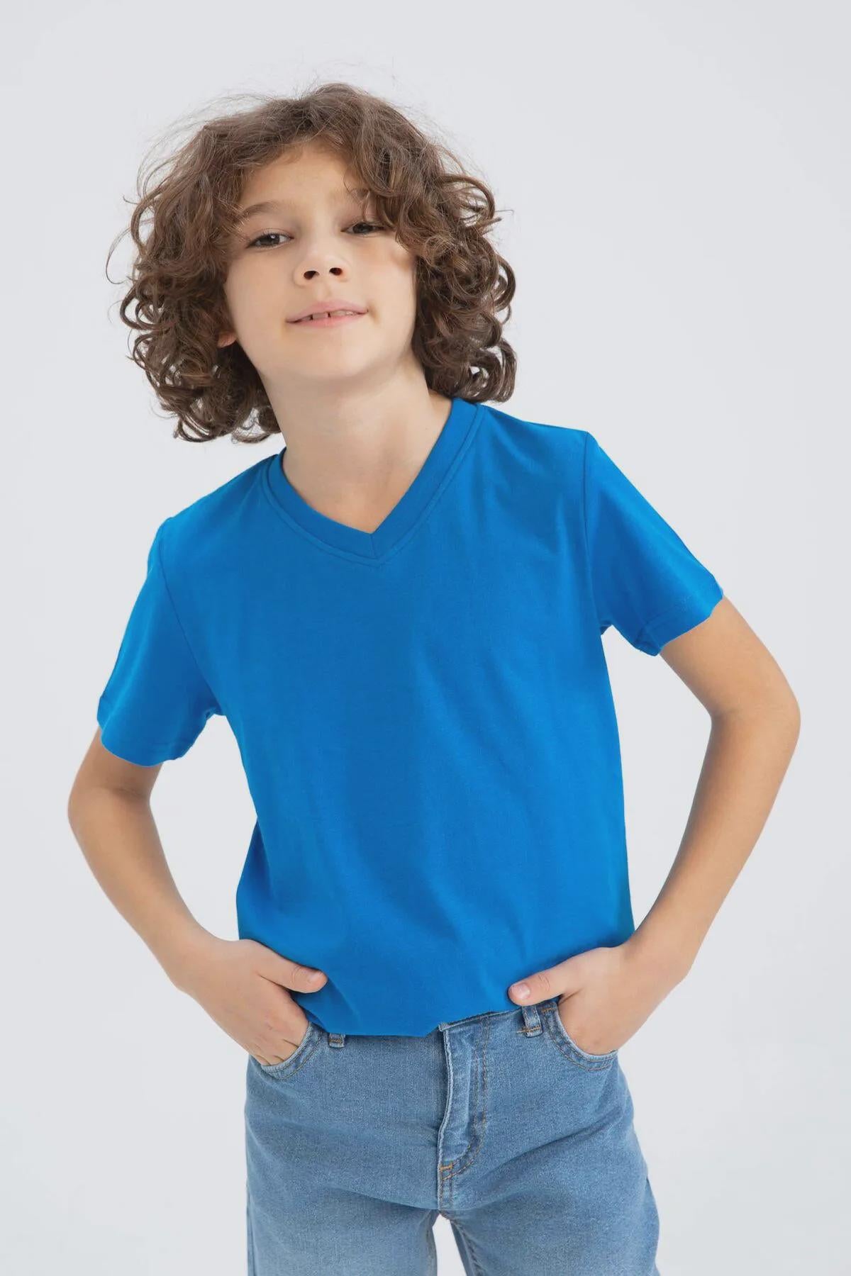 Kids V-Neck T-Shirt Sewing Pattern PDF, Short and Long Sleeve for Ages 1 to 8 Years, Easy DIY Children Clothing, Printable A4 Letter and A0
