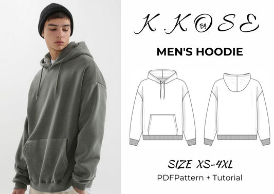 Men’s Hoodie Sewing Pattern  Digital PDF Sizes XS–4XL  Intermediate Friendly DIY Clothing  Printable Sewing File A4 Letter A0