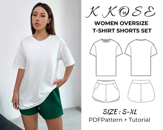 Oversize Tee and Biker Shorts Set Sewing Pattern (PDF Pattern)