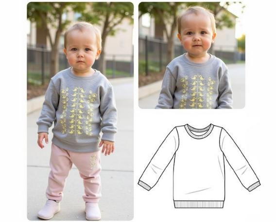 Baby & Kids T-Shirt Sewing Pattern  Digital PDF Sizes 0–6 Years  Beginner Friendly DIY Children’s Clothing  Printable Sewing File A4 Letter A0