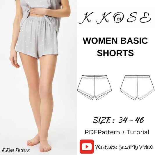 Women Basıc Shorts Sewing pattern /Shorts pattern women boxer /shorts beginner sewing pattern/pajama shorts pattern/Shorts for Women Pattern