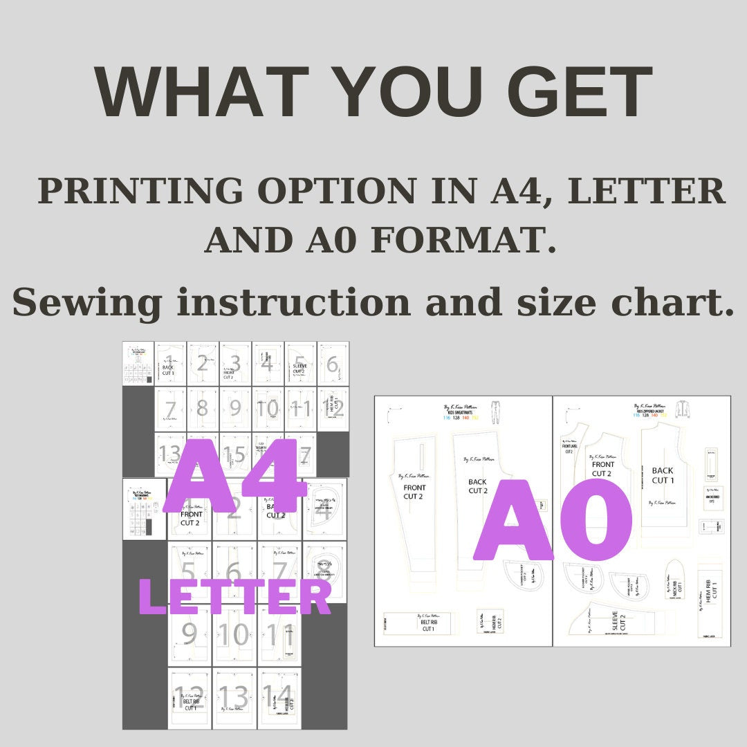 Kids’ Zippered Jacket & Sweatpants Tracksuit Sewing Pattern  Digital PDF Sizes 116–164  DIY Children’s Clothing  Printable Sewing File A4 Letter A0