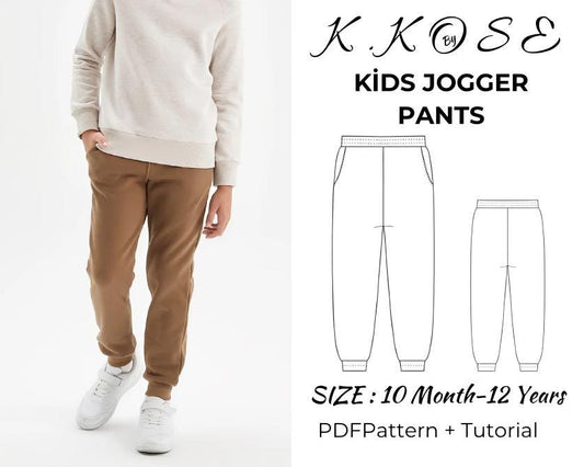 Kids Jogger Pants Sewing Pattern – Digital PDF (Baby & Children Sizes 10M–12Y, Unisex)