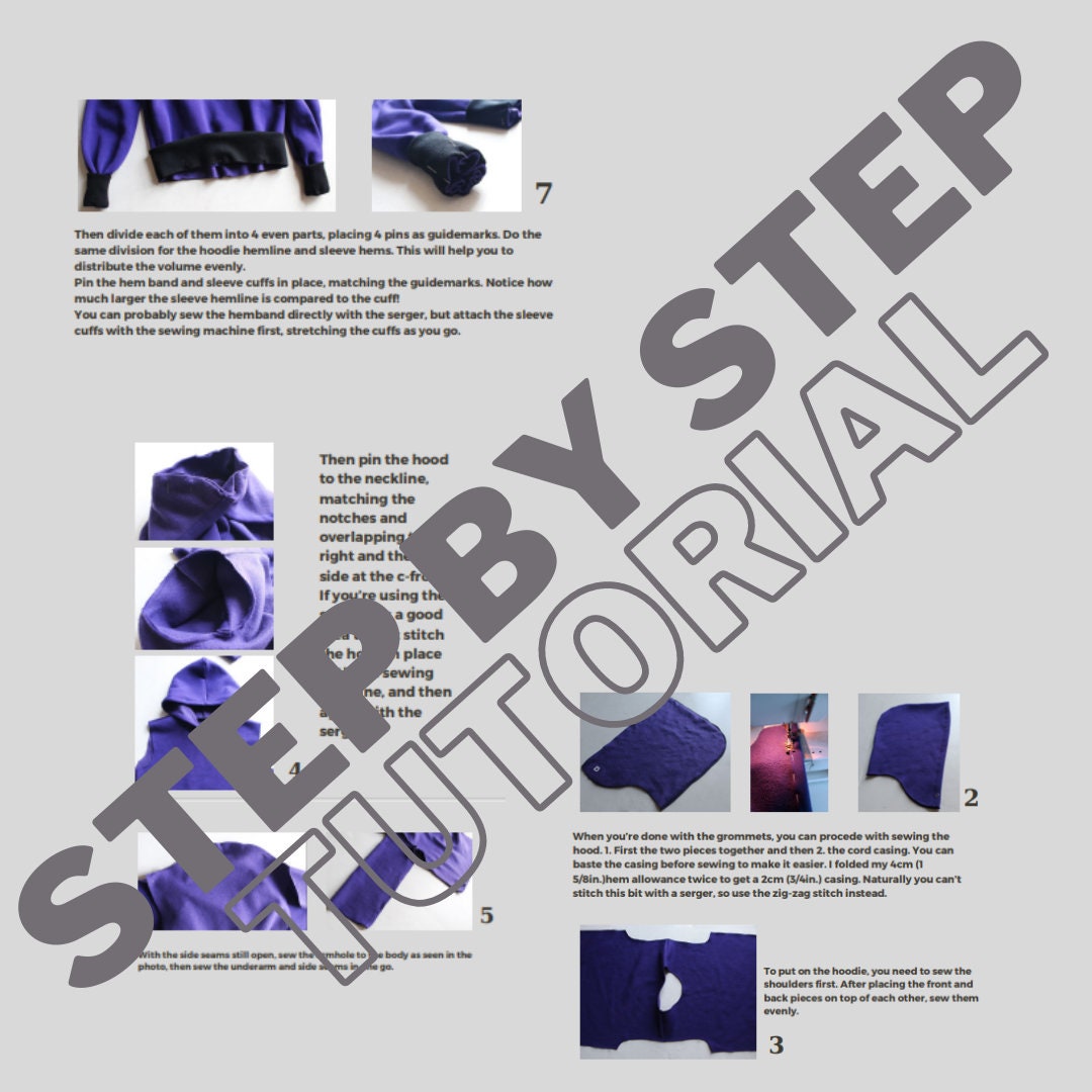 Women's Crop Hoodie Sewing Pattern PDF | Beginner Printable | Sizes S–2XL | K.Kose Pattern