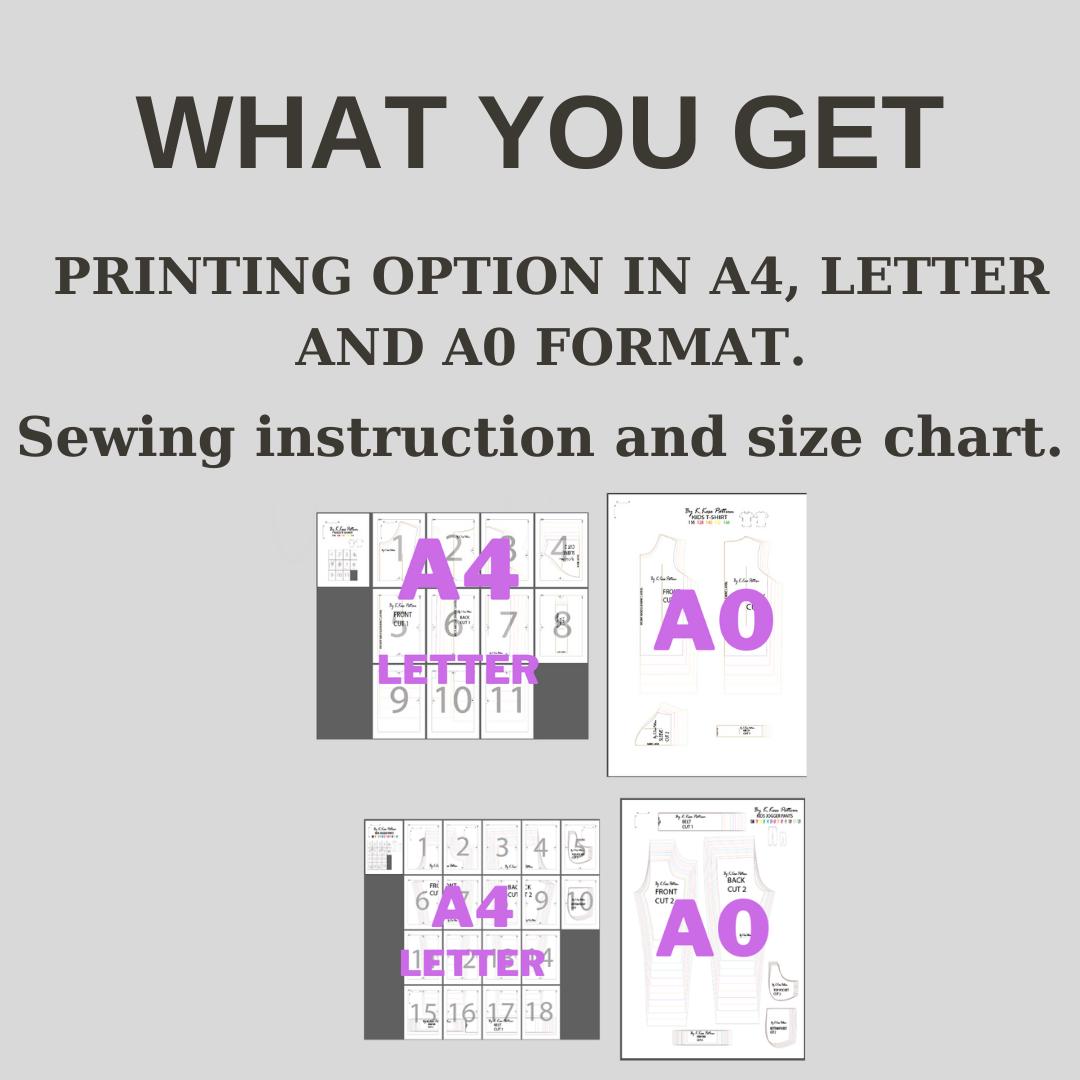 Kids’ T-Shirt & Jogger Pants Sewing Pattern Set  Digital PDF Sizes 10M–14Y  Beginner Friendly DIY Children’s Clothing  Printable Sewing File A4 Letter A0