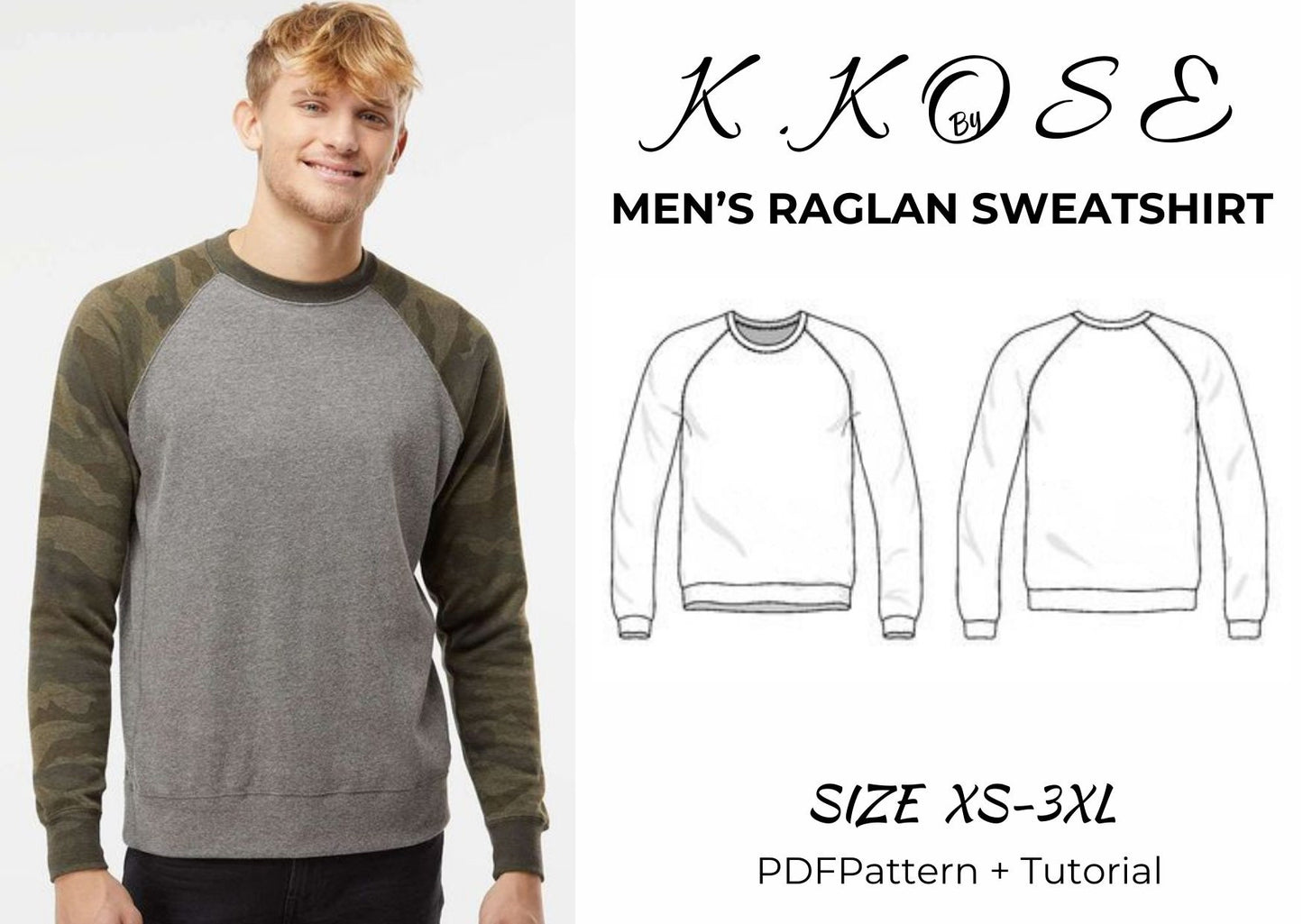 Raglan Sweatshirt Sewing Pattern  Digital PDF Sizes XS–3XL  Beginner Friendly DIY Clothing  Printable Sewing File A4 Letter A0