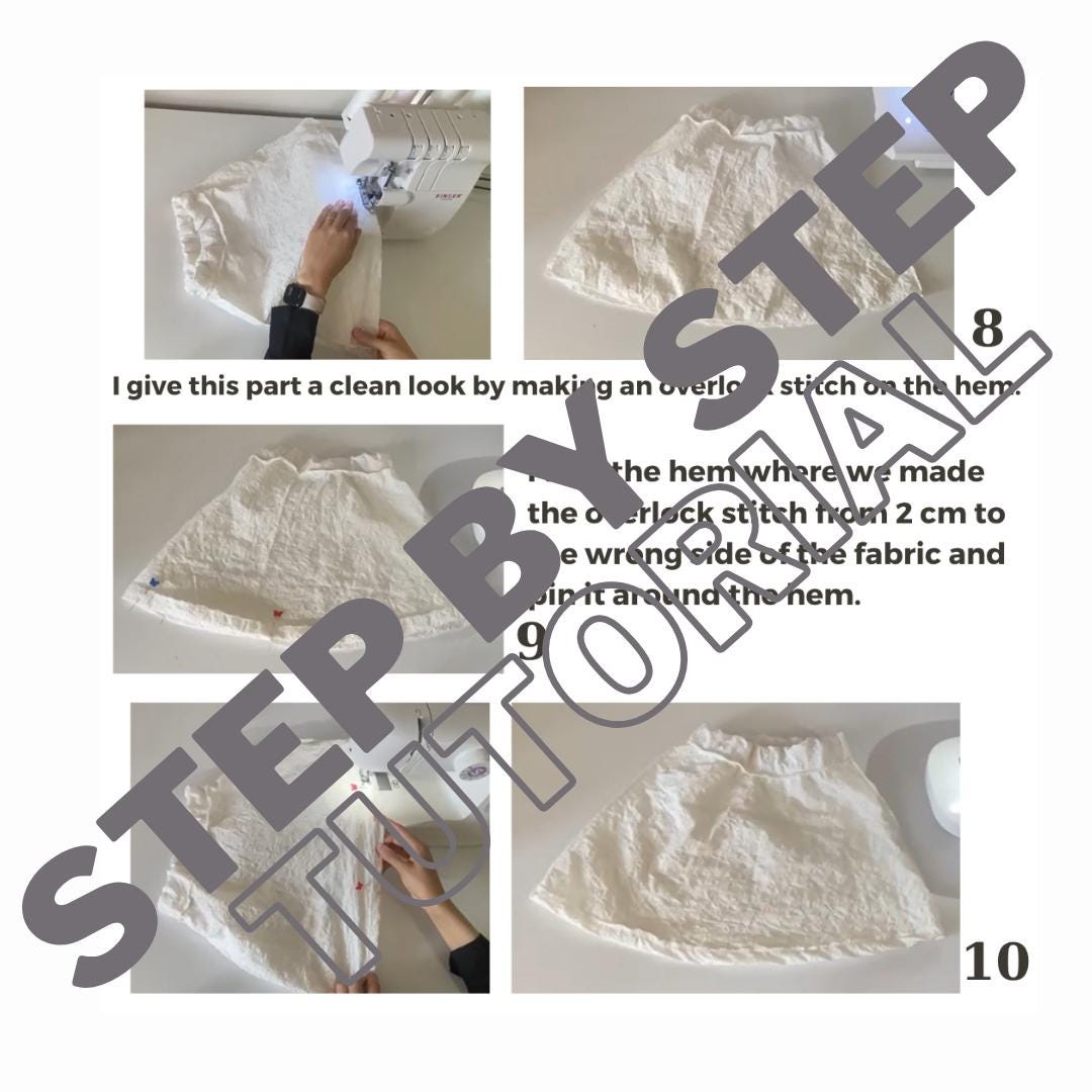 Kids Elastic Waist Skirt Sewing Pattern PDF, Ages 1 to 12 Years, Easy DIY Girls Clothing with Video Guide, Printable A4 Letter and A0