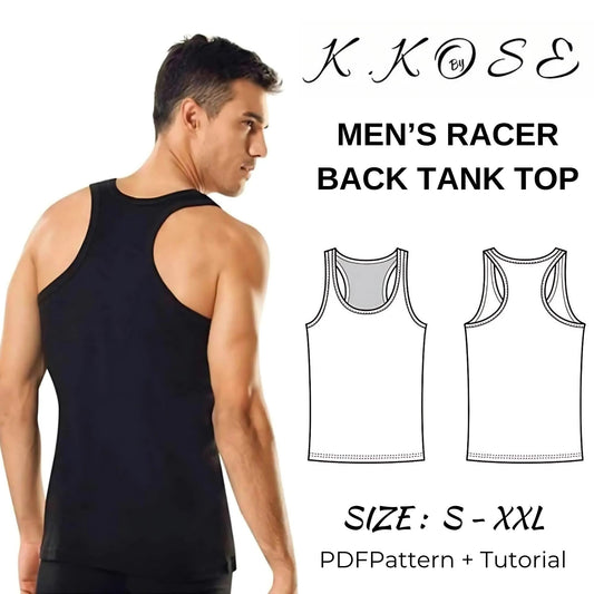 Men’s Racer Back Tank Top Sewing Pattern  Digital PDF Sizes S–XXL  Beginner Friendly DIY Sportswear  Printable Sewing File A4 Letter A0