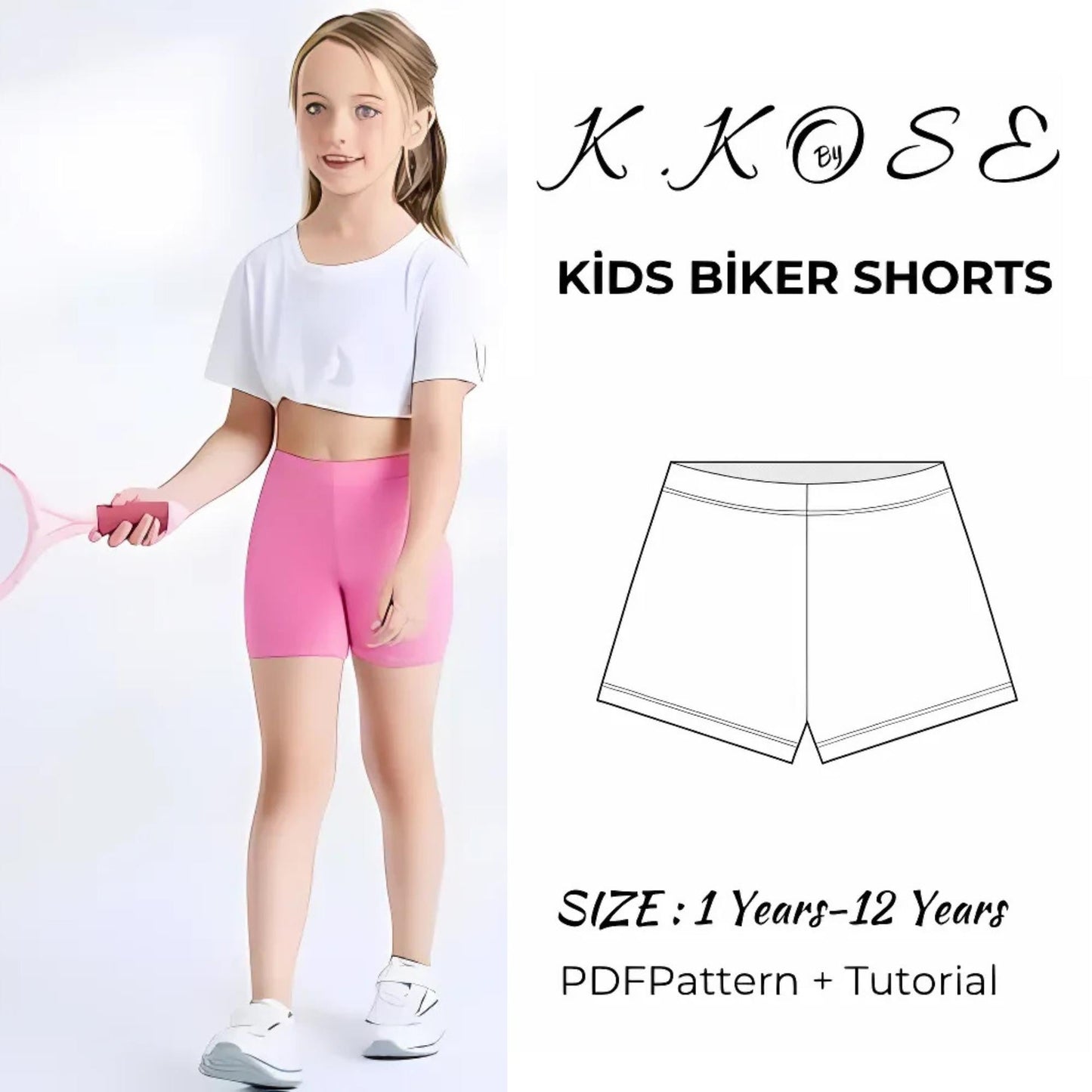 Kids  Biker Shorts Sewing Pattern PDF | Ages 1–12 Years | Beginner Friendly | Printable A4 Letter A0
