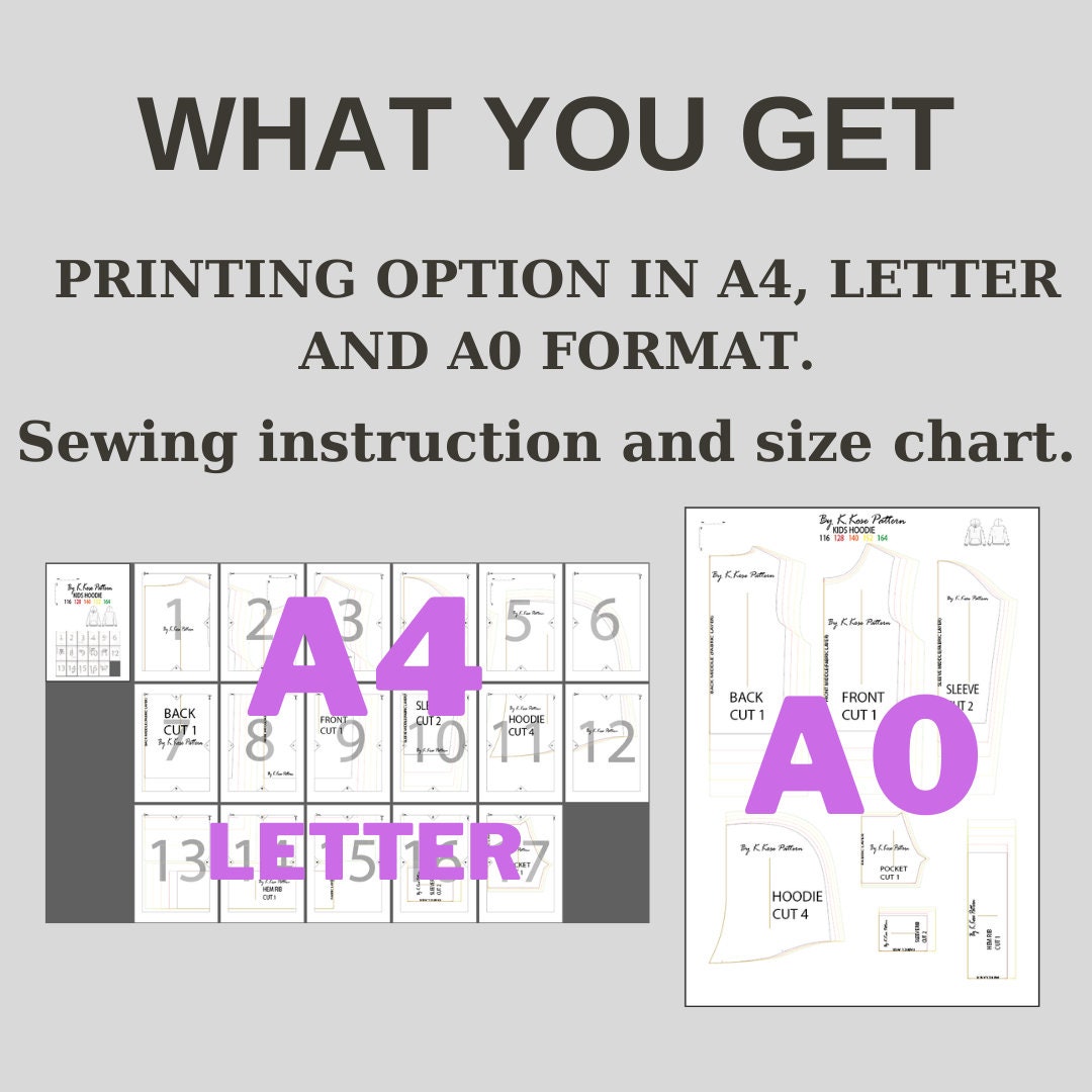 Kids’ Hoodie Sewing Pattern  Digital PDF Sizes 116–164  Beginner Friendly DIY Children’s Clothing  Printable Sewing File A4 Letter A0